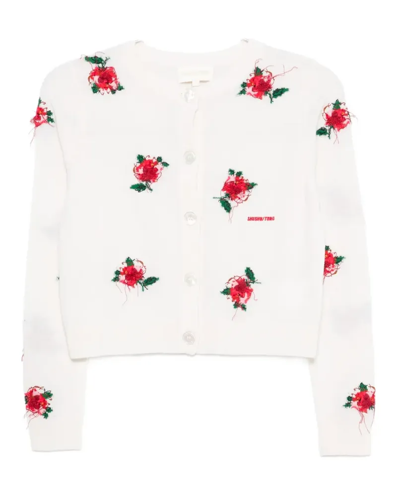 SHUSHU/TONG floral-embroidered cardigan - Weiß Weiß