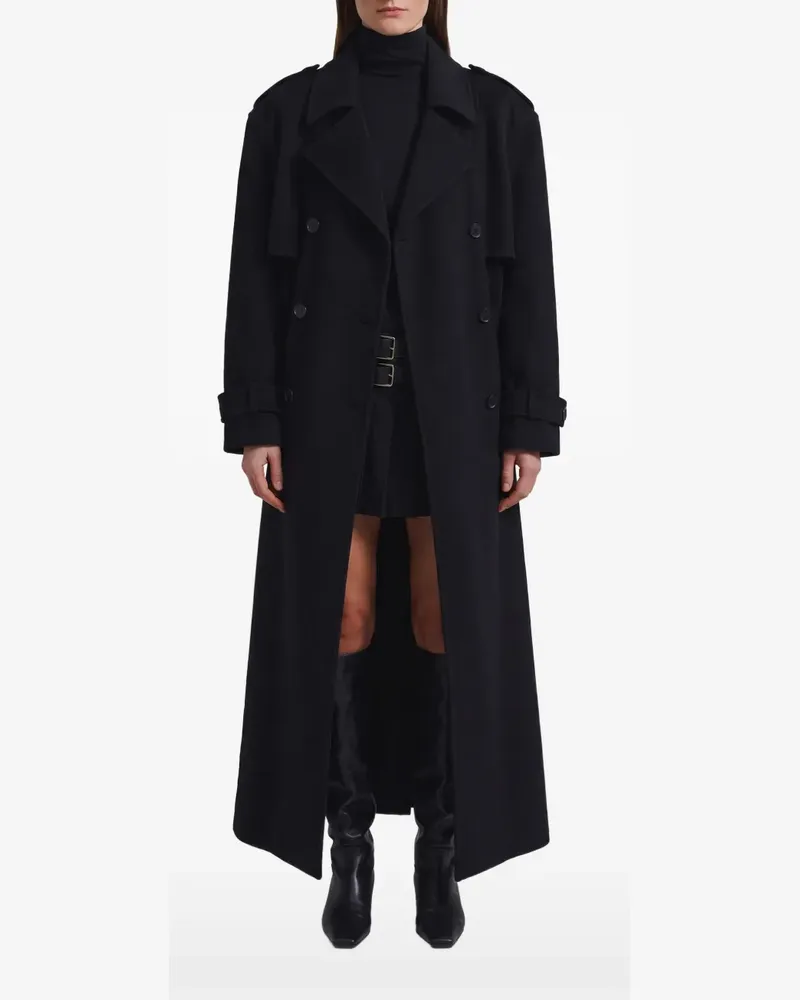 FRANKIE Shop Nikola double-breasted trench coat - Schwarz Schwarz