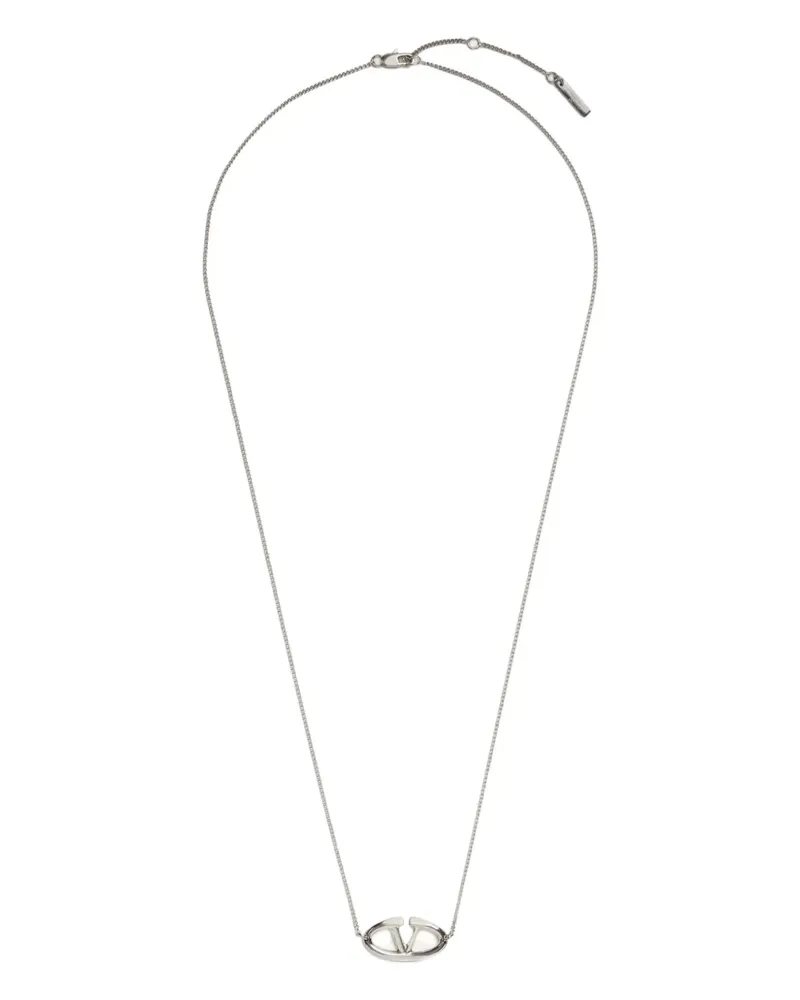 Valentino Garavani VLogo-plaque chain necklace - Silber Silber
