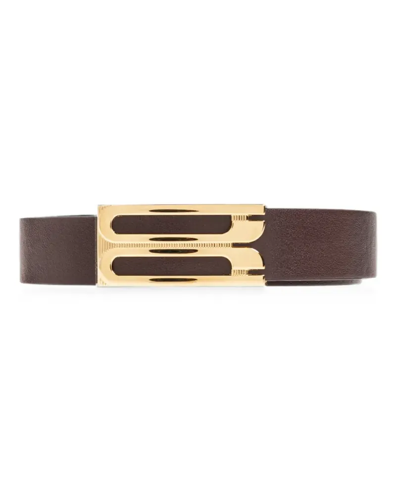 Victoria Beckham Dorian monogram-buckle leather belt - Braun Braun