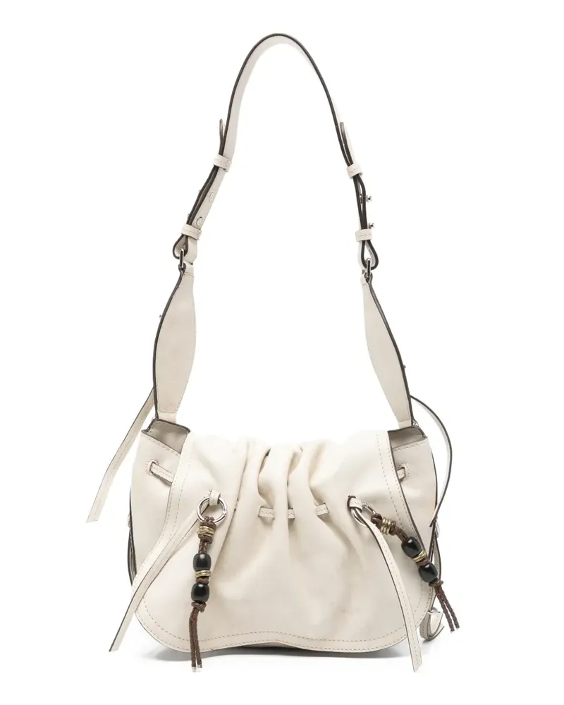 Isabel Marant Bolton ruched bead-embellished shoulder bag - Nude Nude
