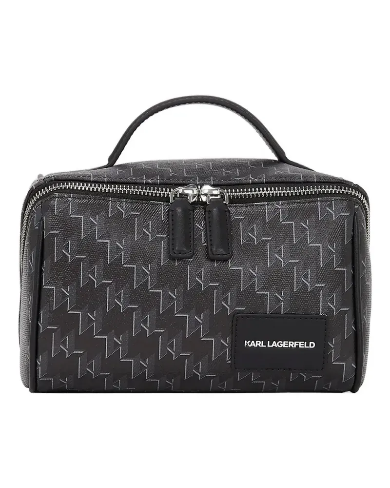 Karl Lagerfeld Kulturbeutel mit Monogramm und Henkel - Schwarz Schwarz