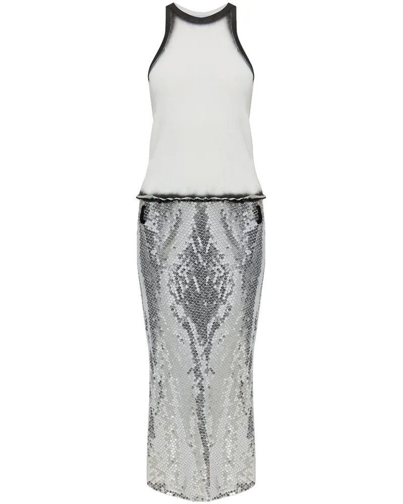 ATTICO Midikleid mit Einsätzen - Weiß Weiß