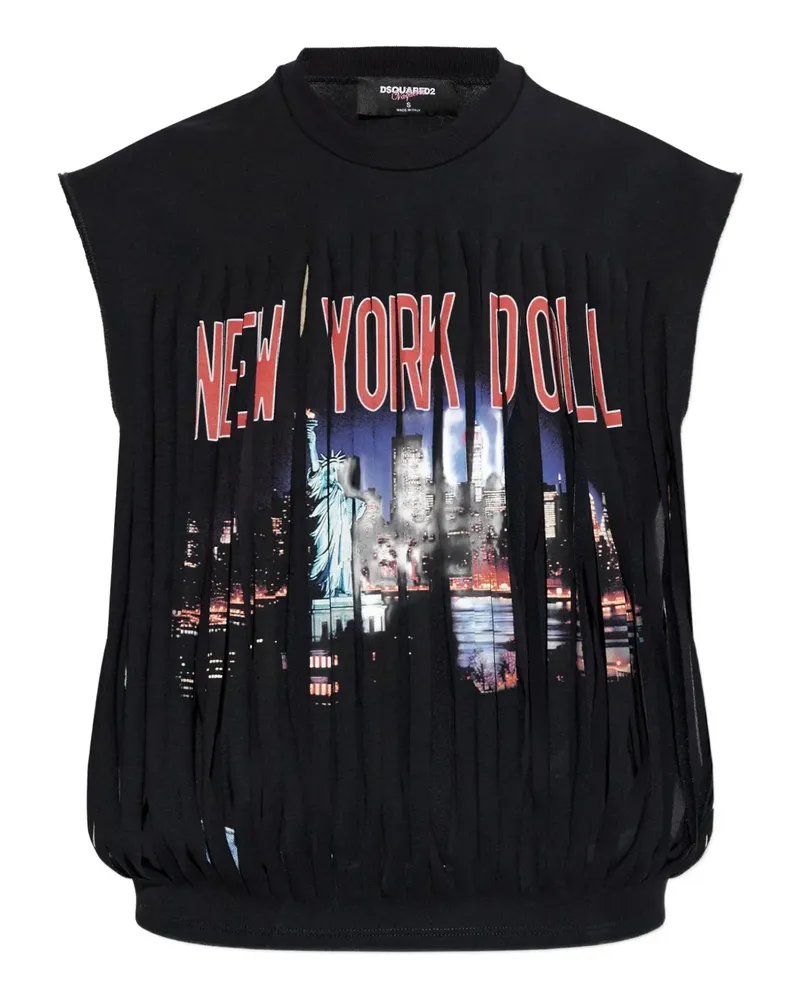 Dsquared2 x Vaquera fringed graphic-print cotton T-shirt - Schwarz Schwarz