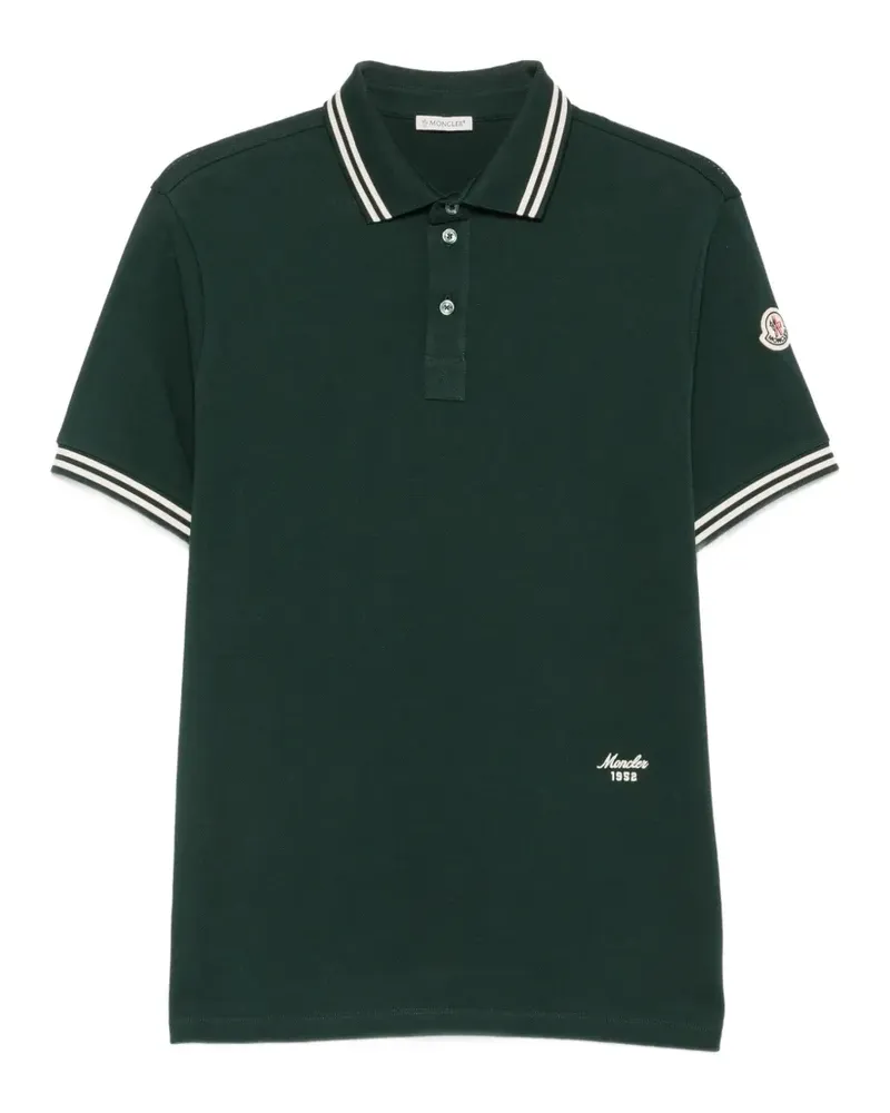 Moncler logo-embroidered striped-trim polo shirt - Grün Grün
