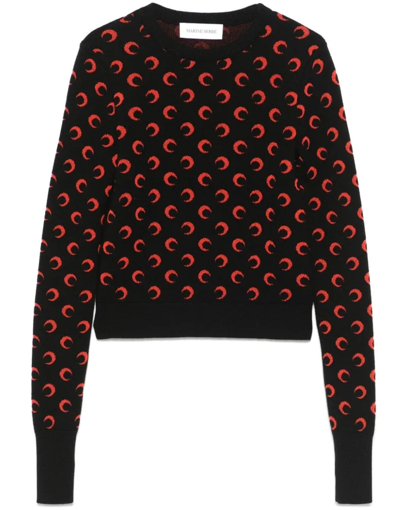 Marine Serre Pullover mit Sichelmond-Intarsie - Schwarz Schwarz