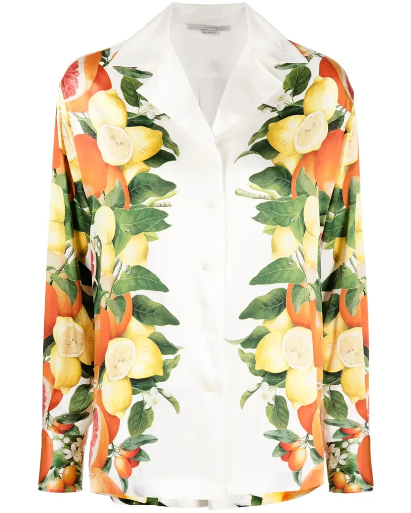 Stella McCartney Schluppenhemd mit Print - Weiß Weiß