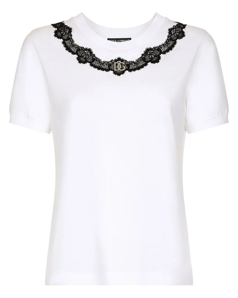 Dolce & Gabbana T-Shirt mit Spitzendetail - Weiß Weiß