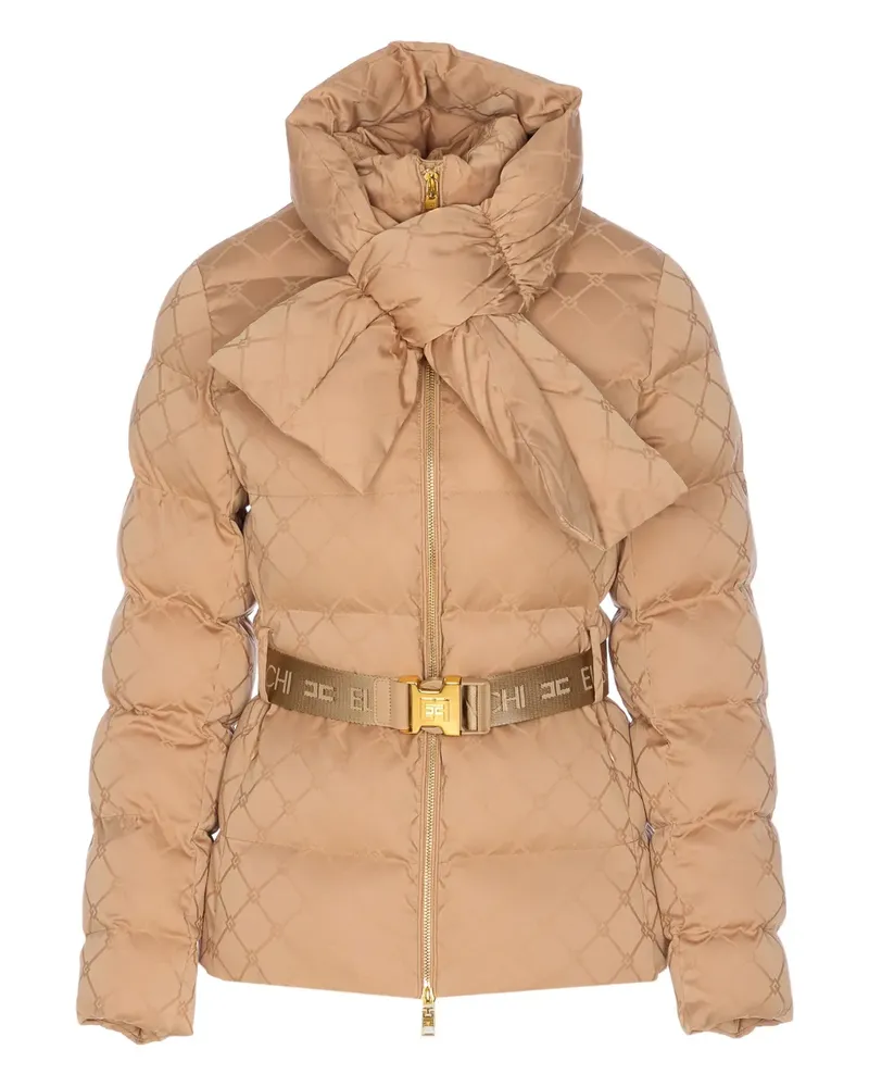 Elisabetta Franchi quilted belted down jacket - Nude Nude