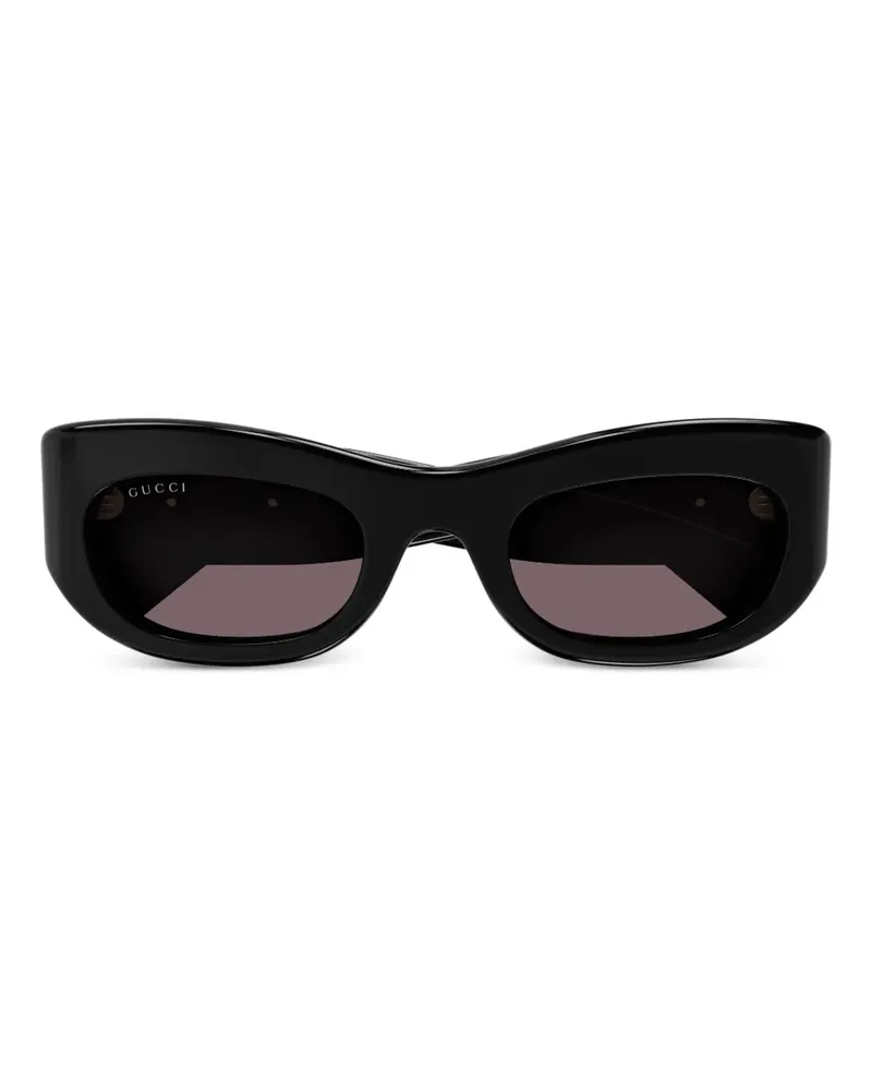 Gucci Sonnenbrille mit ovalem Gestell - Schwarz Schwarz
