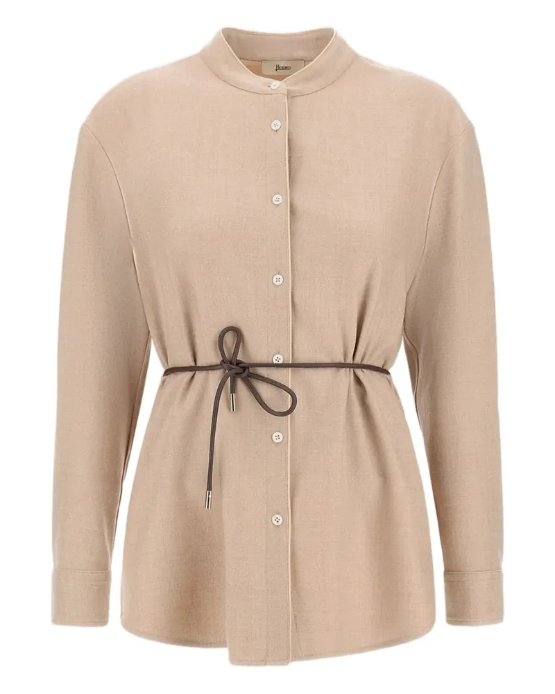 Herno Gürtel-Hemd mit Stehkragen - Nude Nude