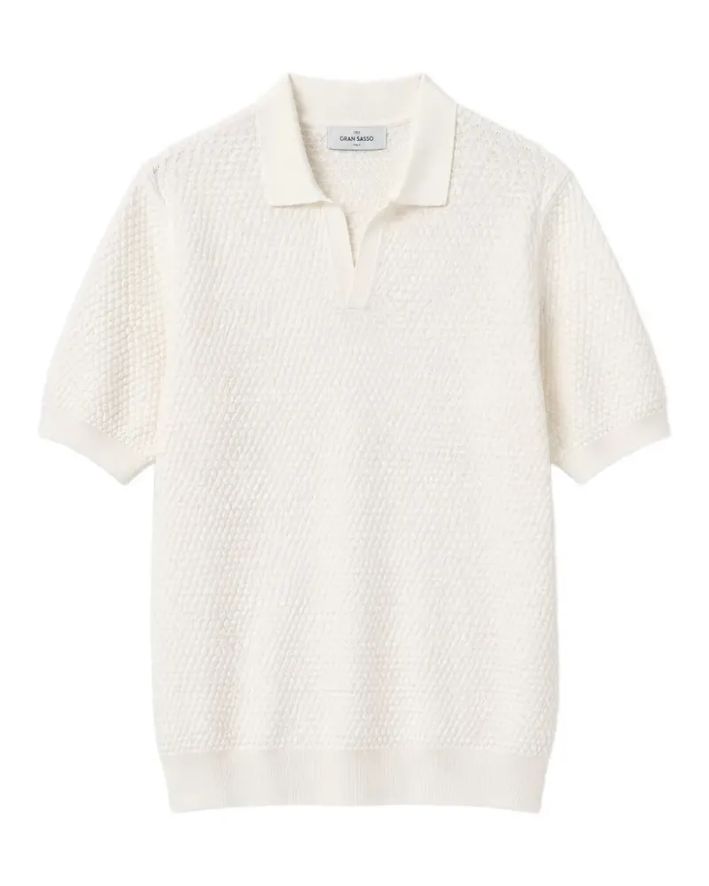 Gran Sasso waffle-knit open-collar polo shirt - Nude Nude