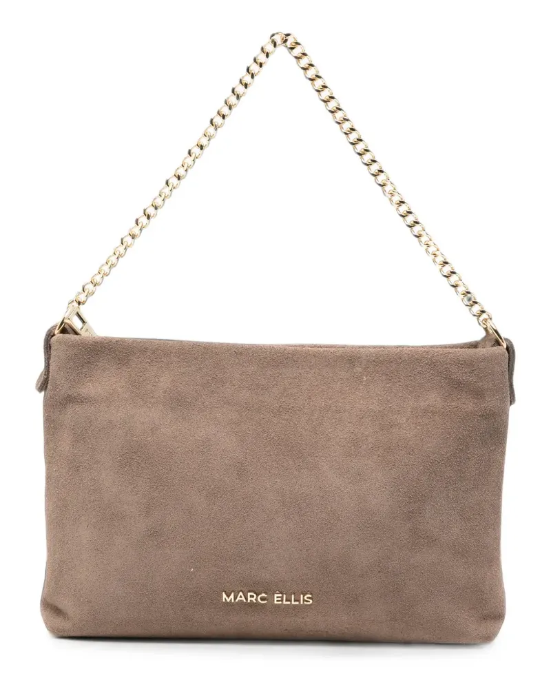 MARC ELLIS Ester logo-plaque chain-link shoulder bag - Nude Nude