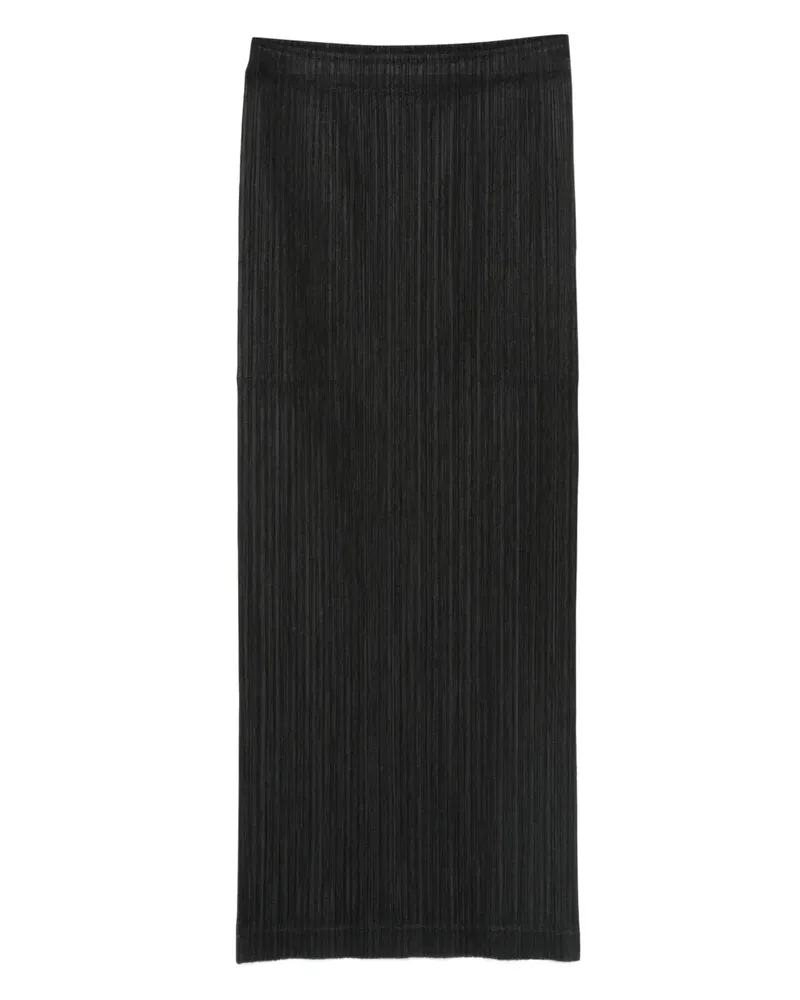 Issey Miyake Gerader Rock mit Falten - Schwarz Schwarz