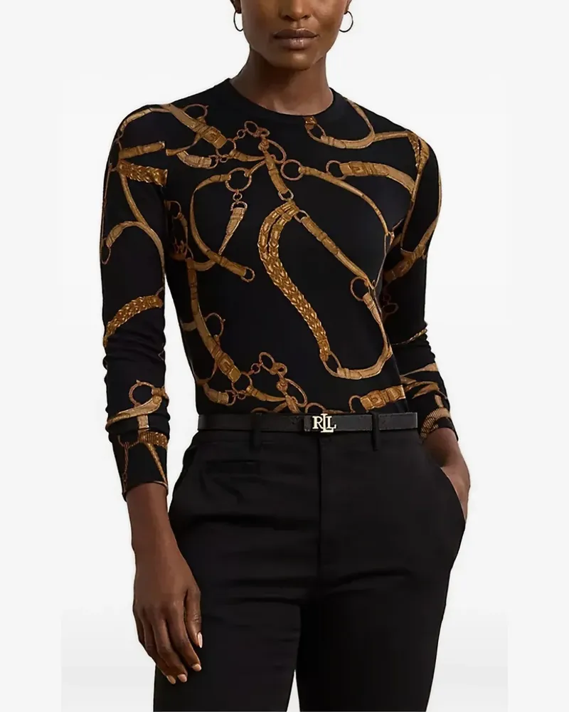 Ralph Lauren belting-print long-sleeve sweater - Schwarz Schwarz