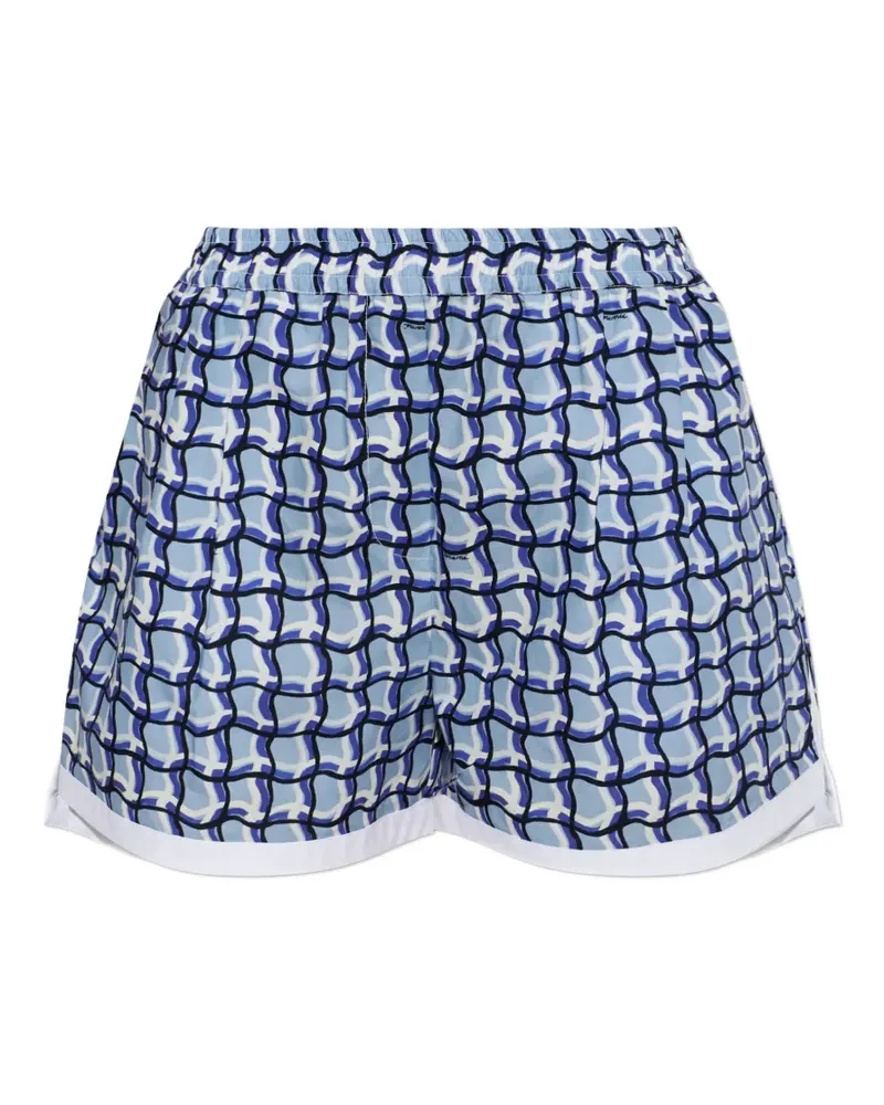 Marni geometric-print elasticated-waistband shorts - Blau Blau