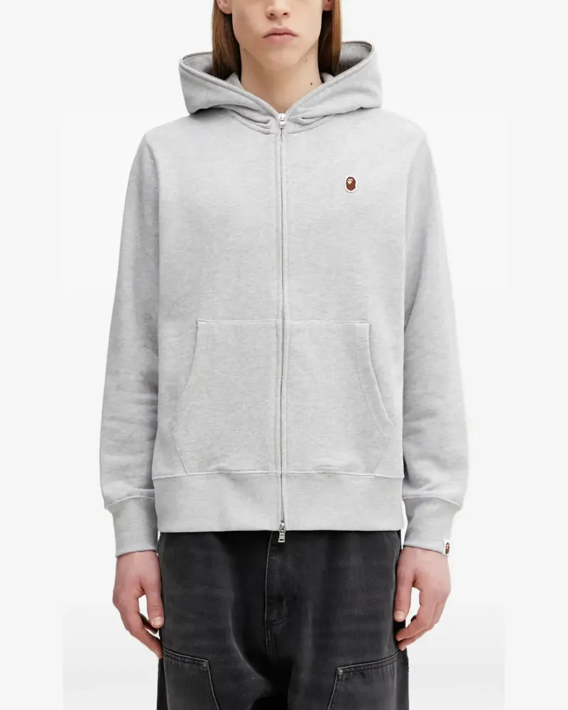 BAPE logo-patch zip-up hoodie - Grau Grau