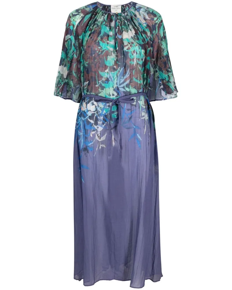 forte_forte Faltenkleid mit Blumen-Print - Violett Violett