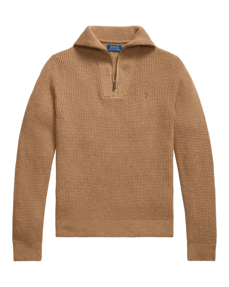 Ralph Lauren waffle-knit quarter-zip sweater - Braun Braun