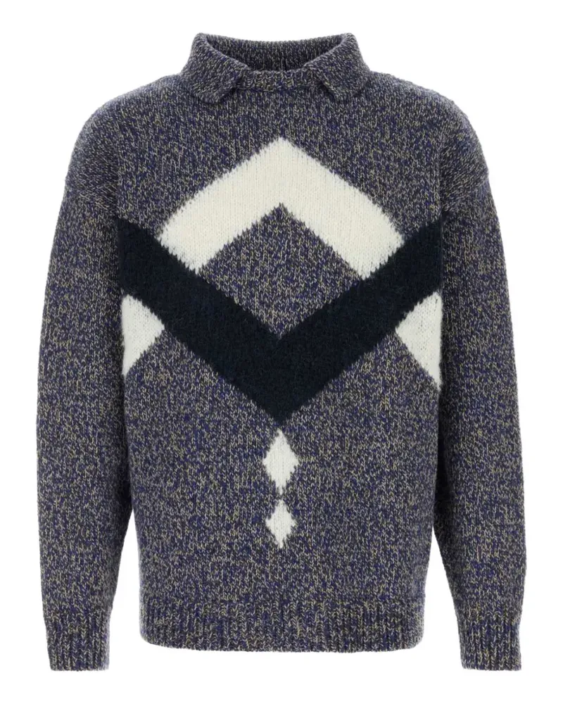 Giorgio Armani geometric-pattern high-neck sweater - Blau Blau