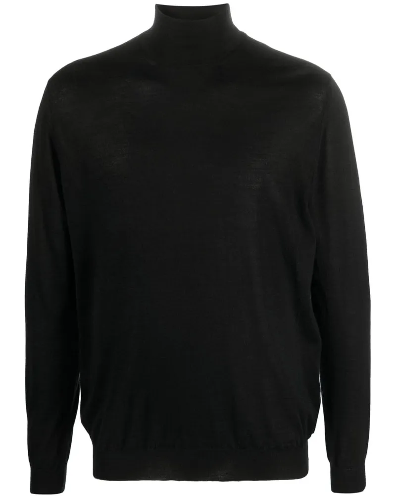 Malo Fein gestrickter Rollkragenpullover - Schwarz Schwarz