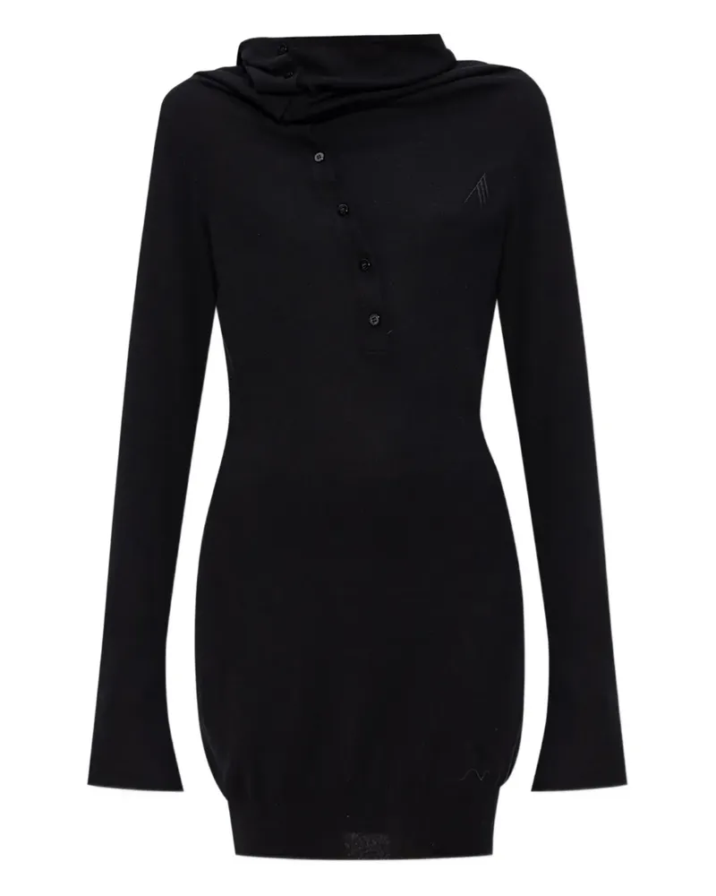 ATTICO Geknöpftes Minikleid mit Stehkragen - Schwarz Schwarz