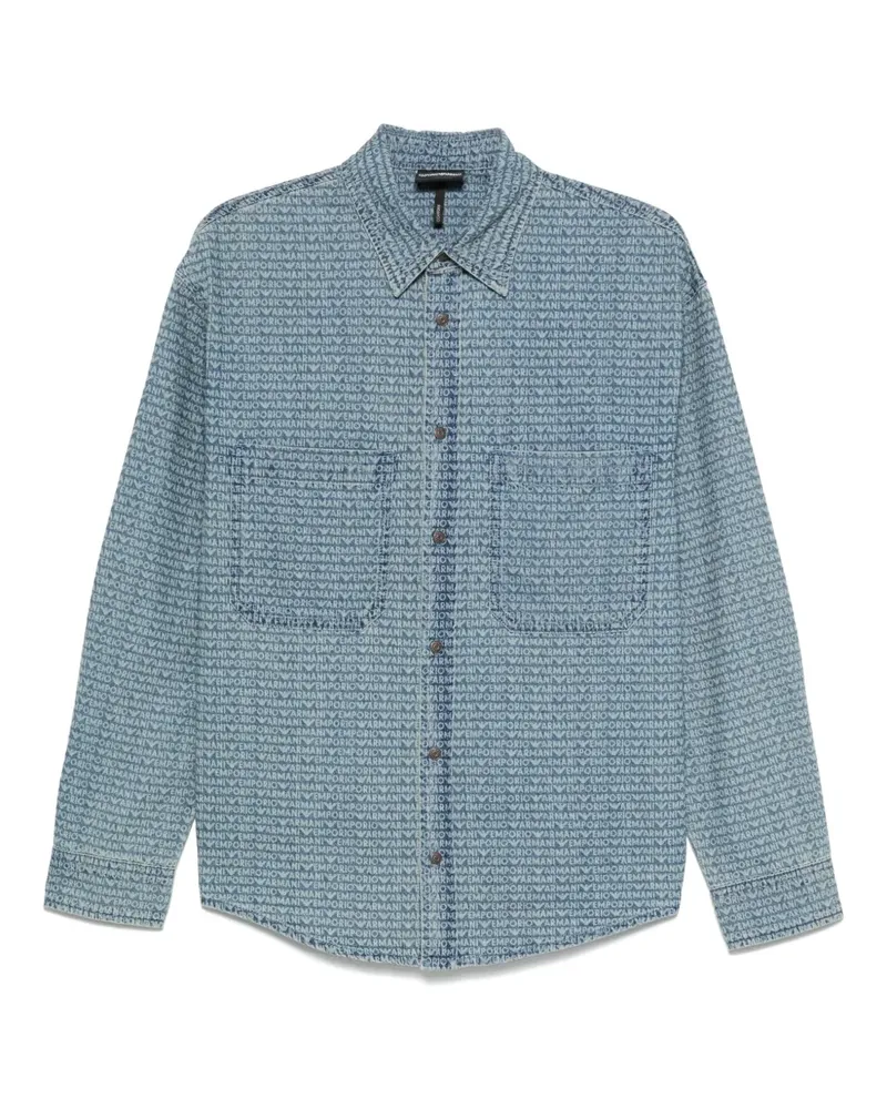 Emporio Armani Jeanshemd mit Logo-Print - Blau Blau