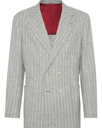 Brunello Cucinelli Doppelreihiger Blazer mit Streifen Grau