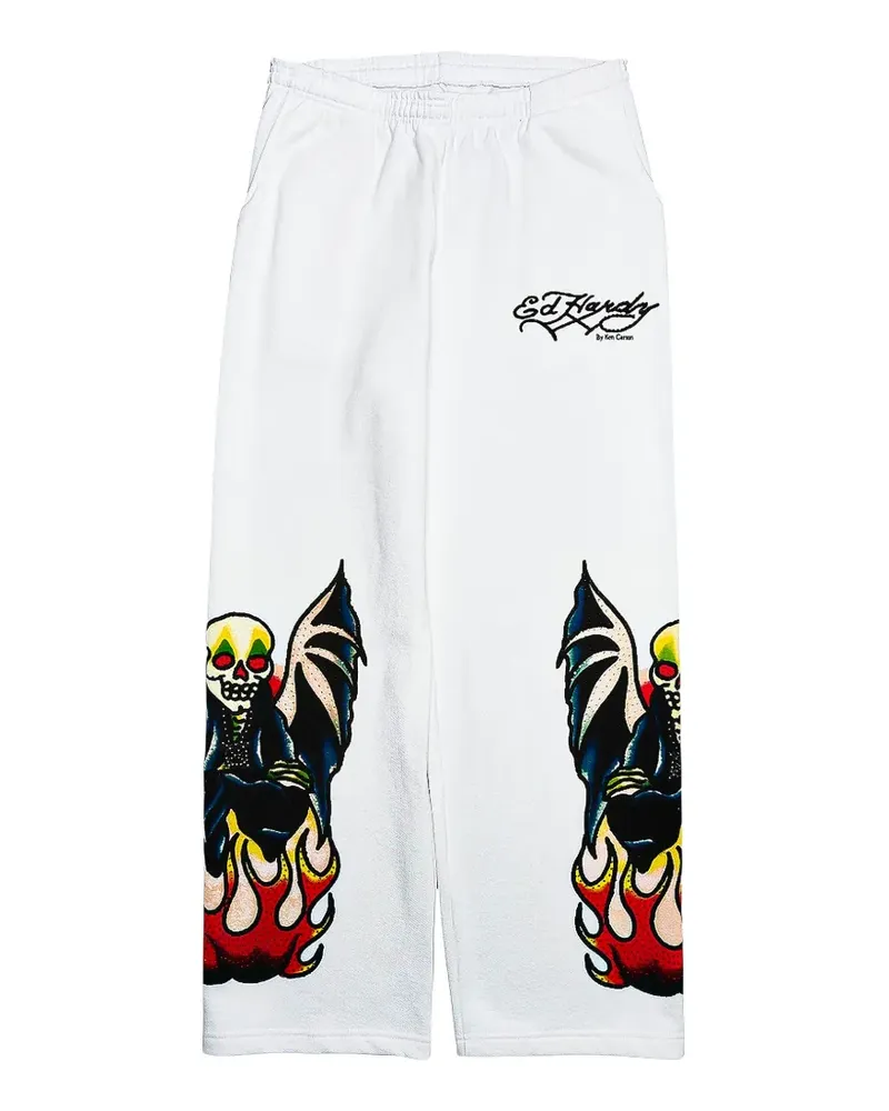 Ed Hardy rhinestone-embellished baggy track pants - Weiß Weiß