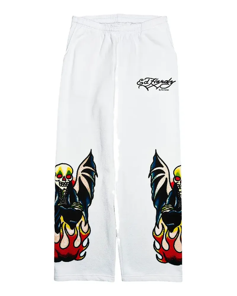 Ed Hardy rhinestone-embellished baggy track pants - Weiß Weiß