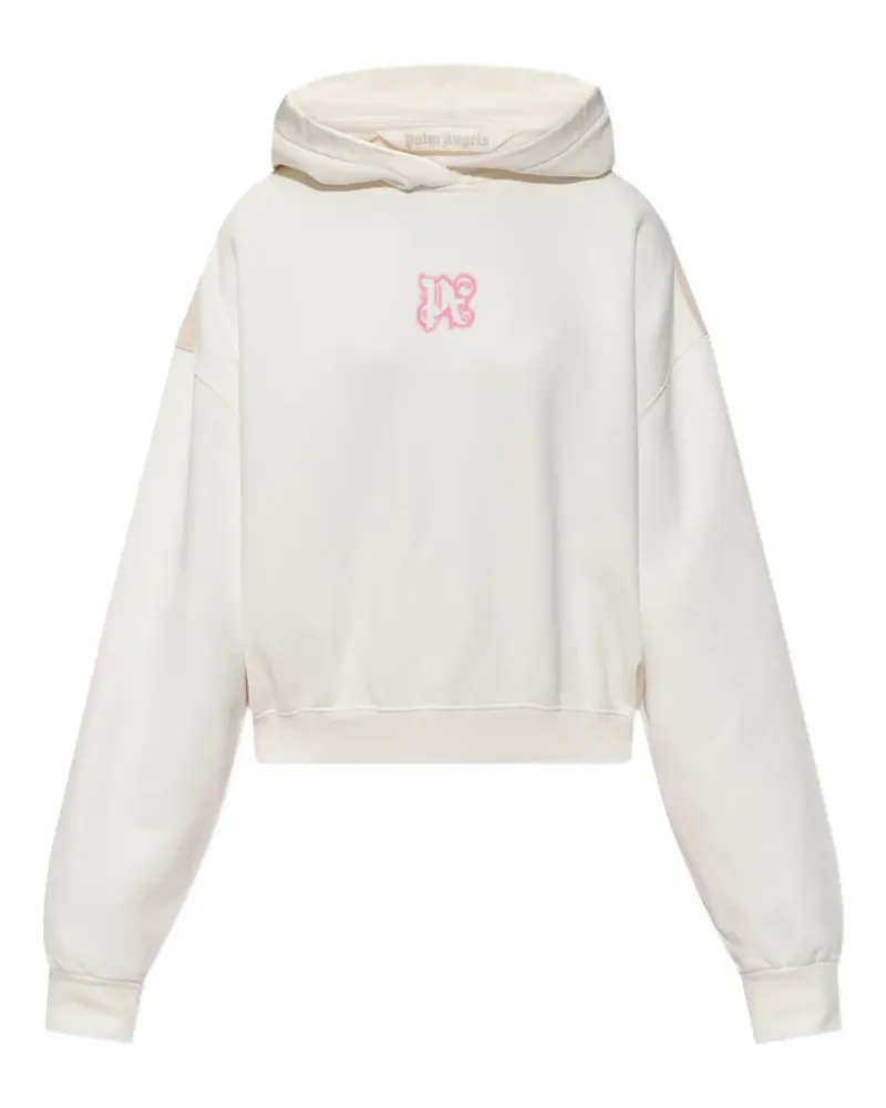 Palm Angels Cropped-Hoodie mit Logo - Weiß Weiß