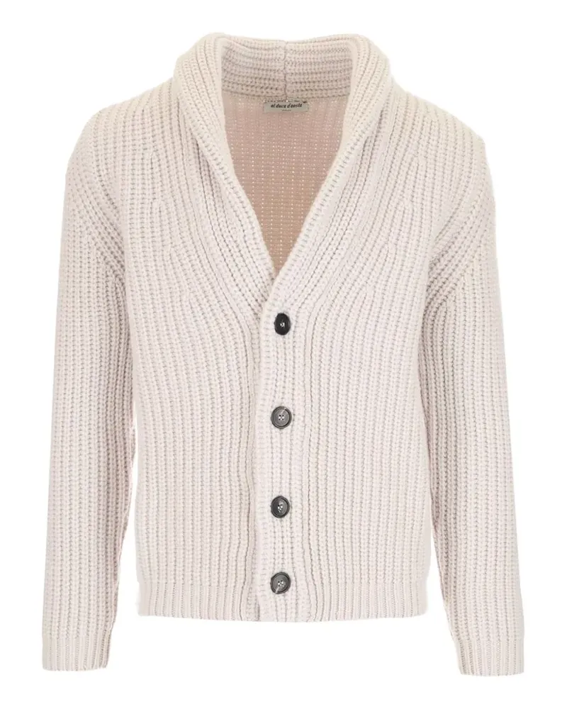 Al Duca D’Aosta 1902 ribbed-knit shawl-collar cardigan - Weiß Weiß