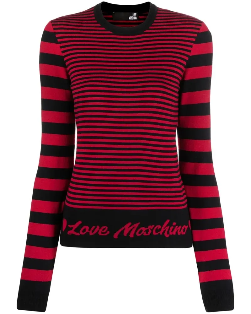 Moschino Gestreifter Pullover mit Logo - Rosa Rosa