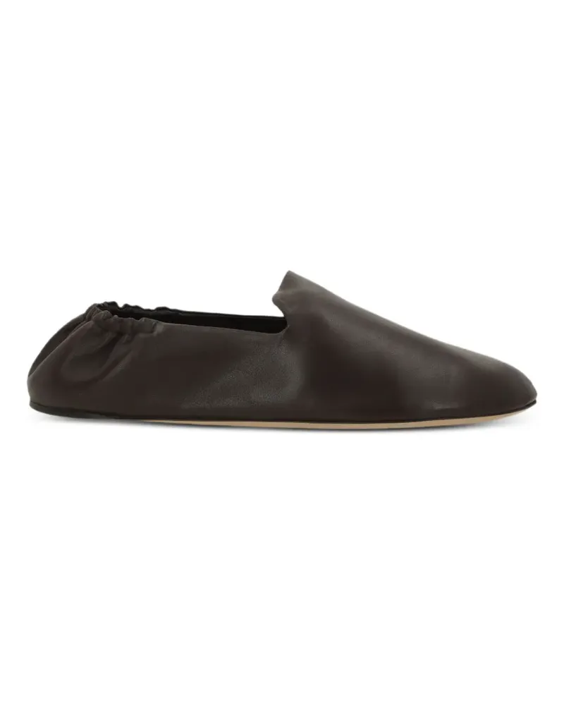 The Row ruched-heel leather loafers - Braun Braun