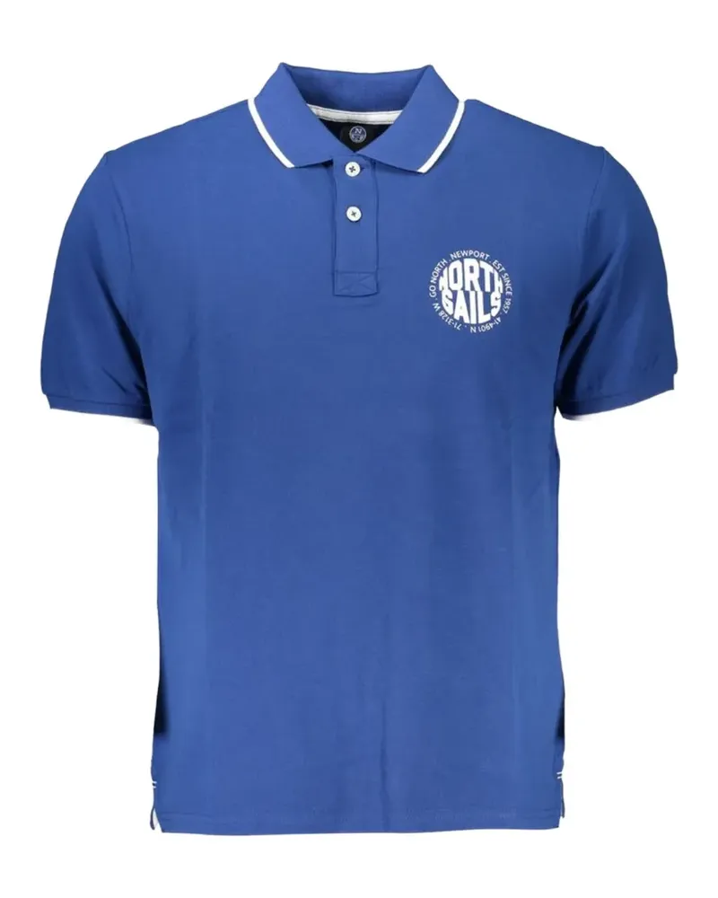 North Sails logo-detail tipped polo shirt - Blau Blau