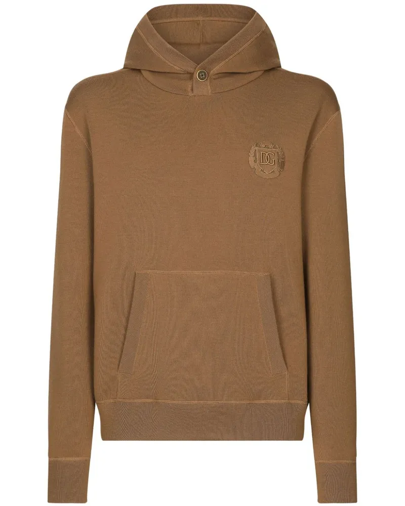 Dolce & Gabbana Fein gestrickter Hoodie - Braun Braun