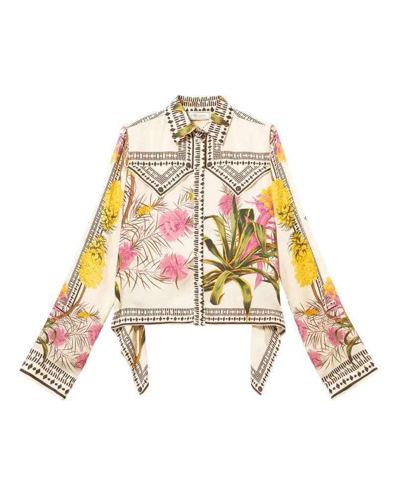 Blumarine floral print twill top - Nude Nude