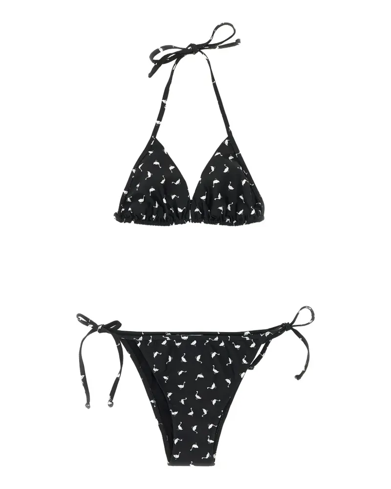 Moschino Triangel-Bikini mit Gänse-Print - Schwarz Schwarz