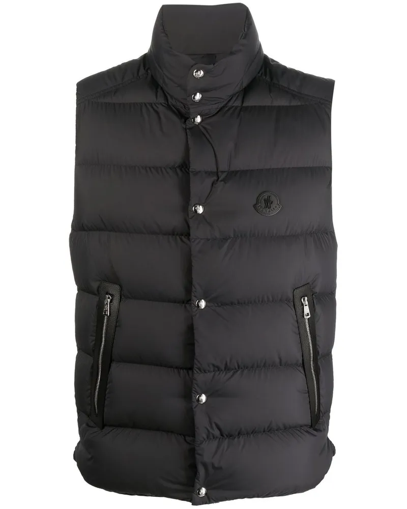 Moncler Gefütterte Weste mit Logo-Patch Blau