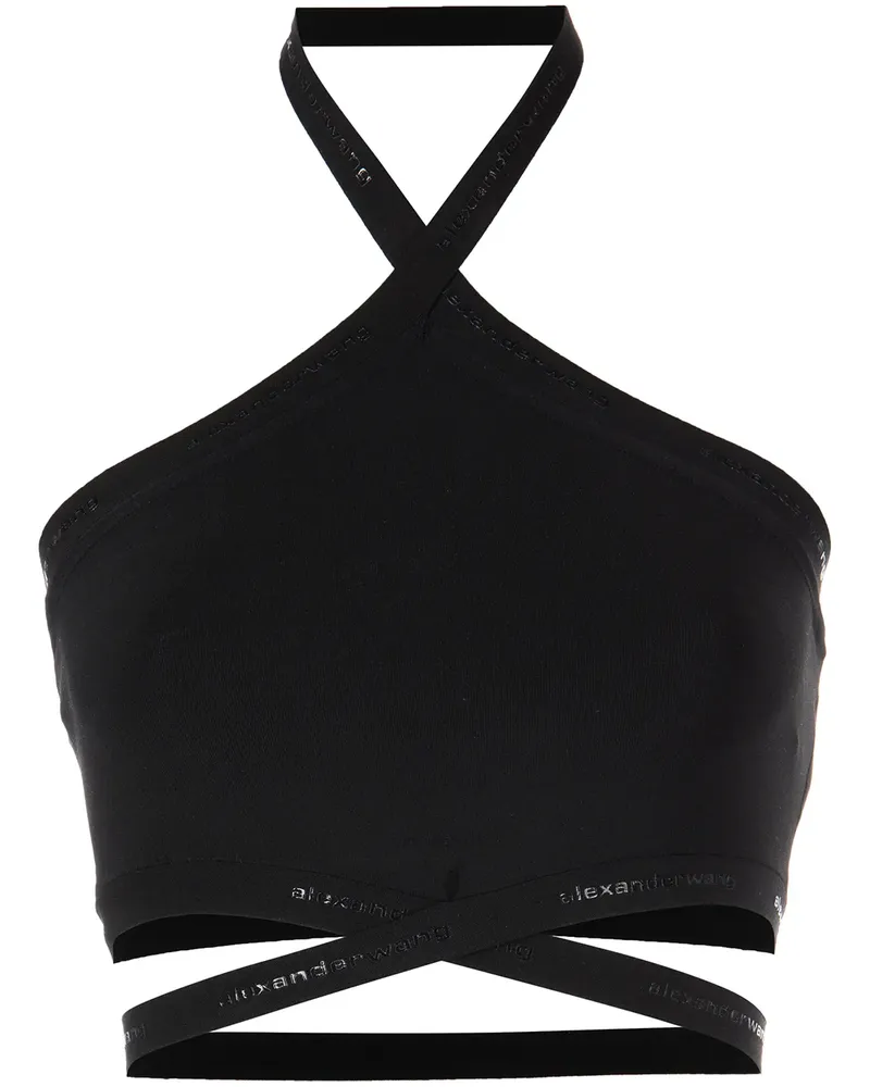 Alexander Wang Neckholder-Top mit Logo - Schwarz Schwarz