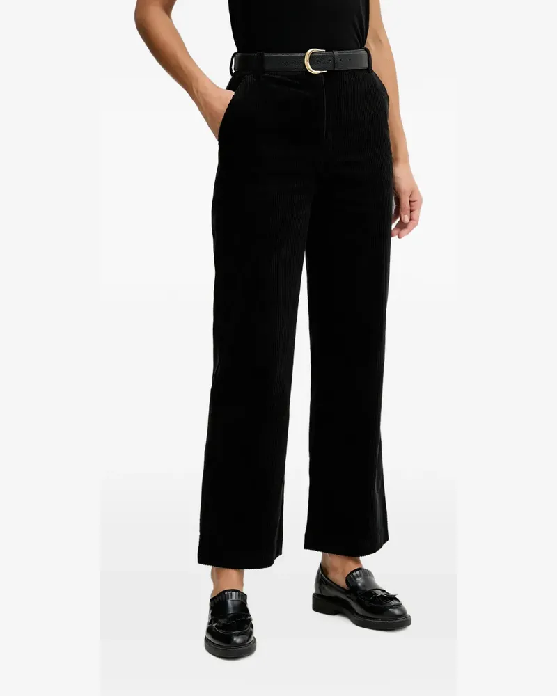 Sisley Gerade Hose mit Cord-Struktur - Schwarz Schwarz