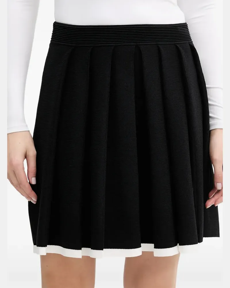 Karl Lagerfeld Falten-Minirock mit geripptem Saum - Schwarz Schwarz