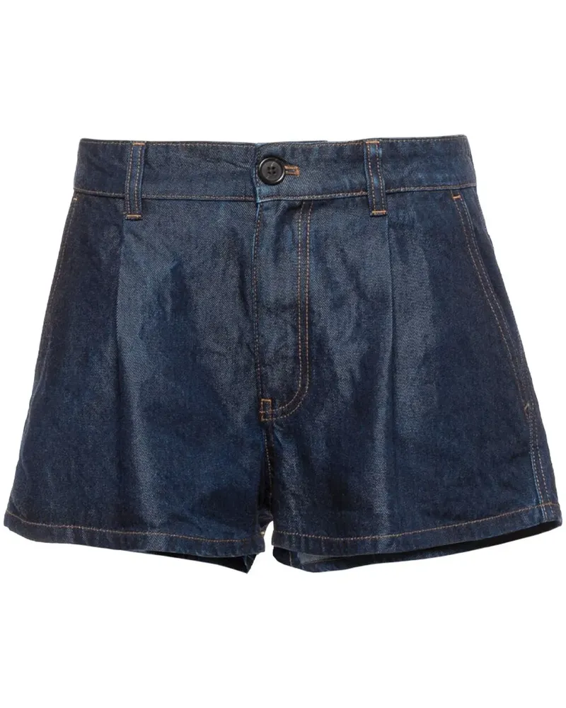 Miu Miu Jeansshorts mit Falten - Blau Blau