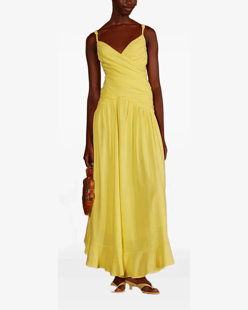 FARM Rio Gerüschtes Maxikleid mit geknotetem Riemen - Gelb Gelb