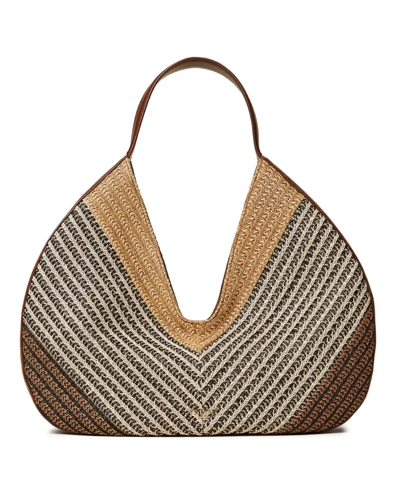 Twin-Set Gestreifter Shopper - Nude Nude