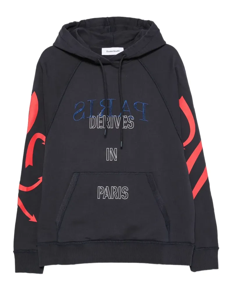 Études Studio Derives logo-embroidered raglan-sleeve hoodie - Schwarz Schwarz