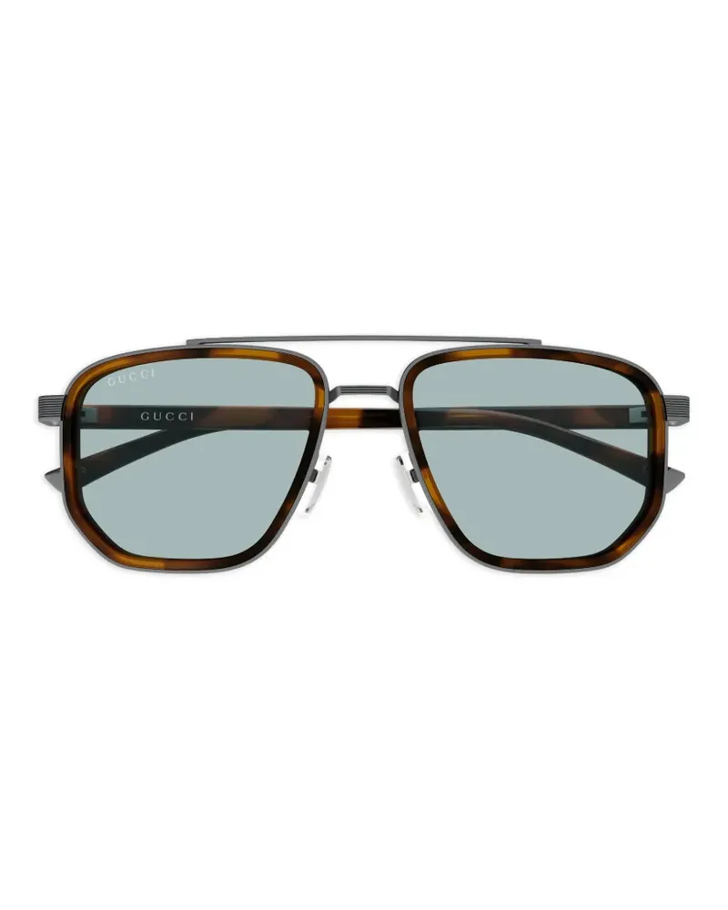 Gucci tortoiseshell-effect pilot-frame sunglasses - Braun Braun