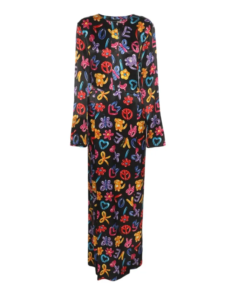 Moschino printed satin maxi dress - Schwarz Schwarz