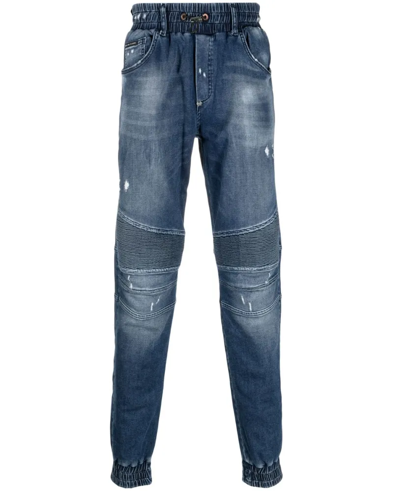 Philipp Plein Halbhohe Tapered-Jeans - Blau Blau