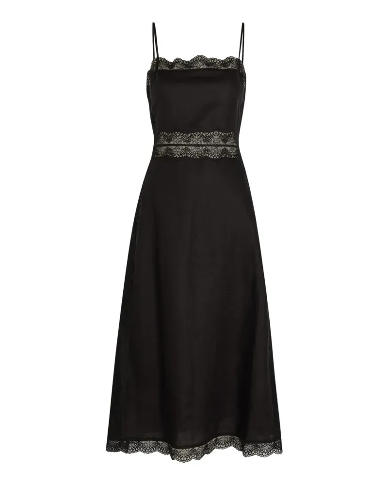 STAUD Amalina linen midi dress - Schwarz Schwarz